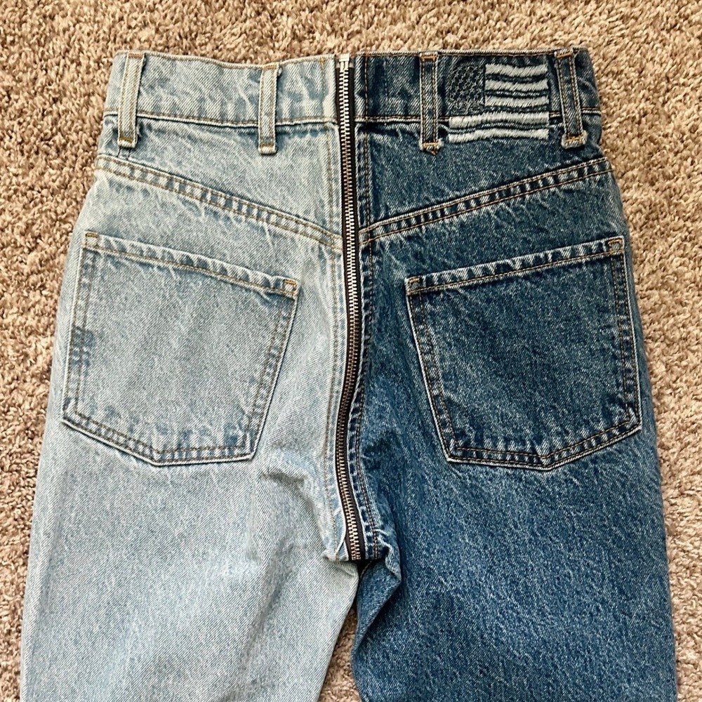 Revice Two Tone Split Denim High‎ Waisted Zipper Fly Jeans I Women's Size 24 - Picture 6 of 9